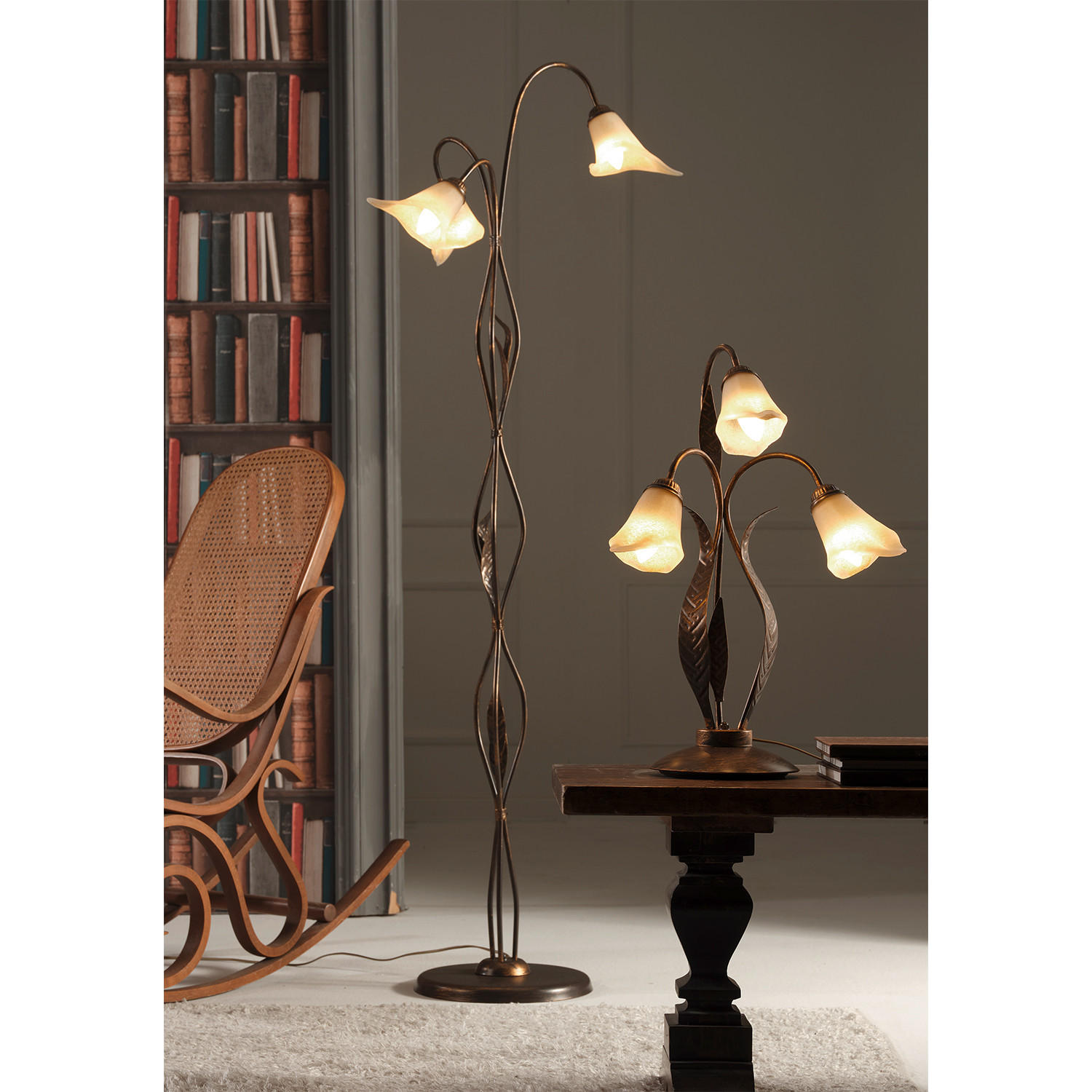 STEHLEUCHTE 52/170 cm    - Bronzefarben, KONVENTIONELL, Glas/Metall (52/170cm)
