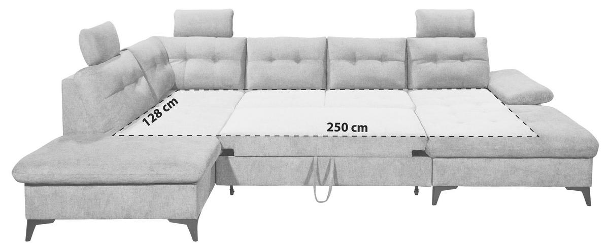 WOHNLANDSCHAFT Graphitfarben Webstoff  - Schwarz/Graphitfarben, KONVENTIONELL, Kunststoff/Textil (218/324/170cm) - Carryhome