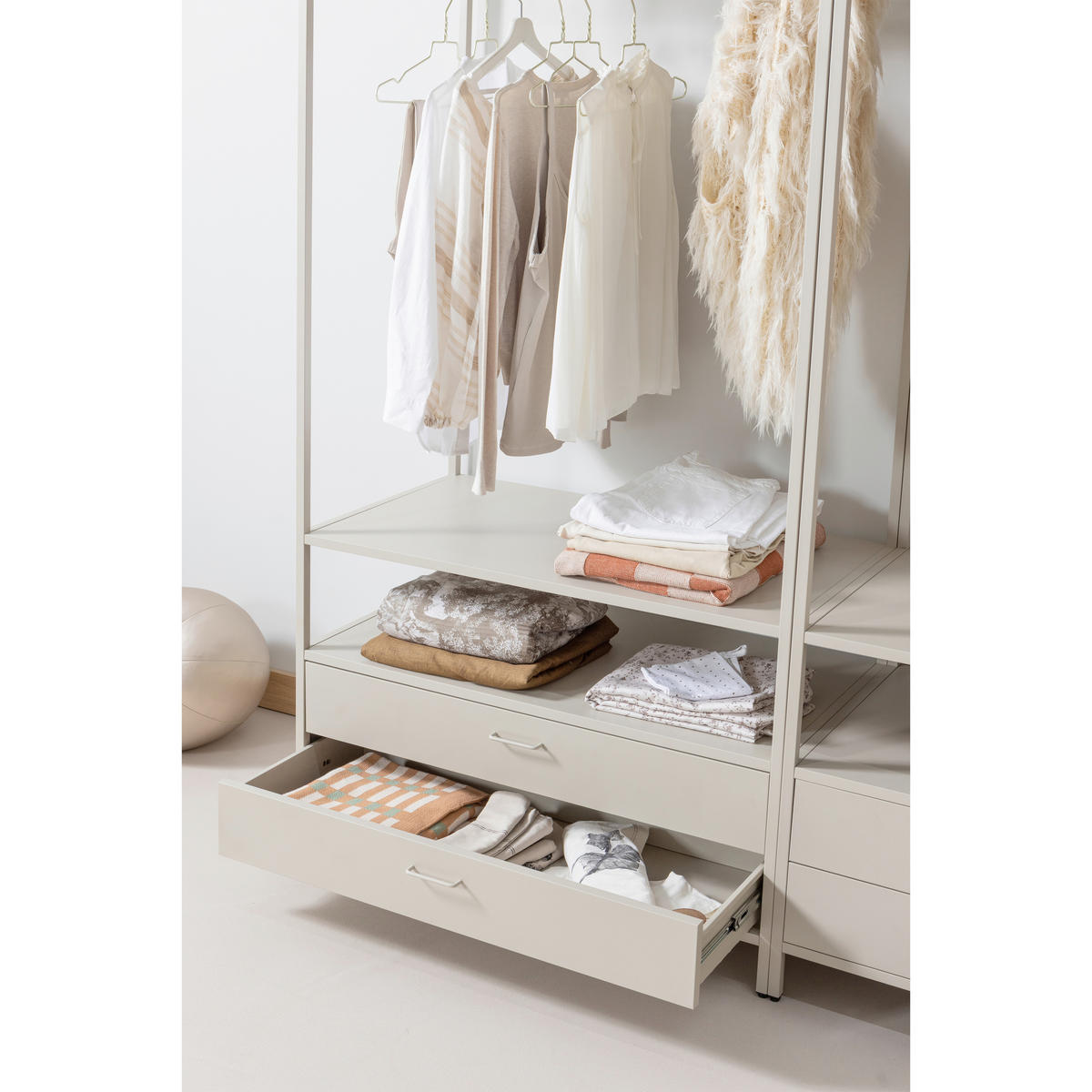OFFENER KLEIDERSCHRANK 100/185/54 cm  in Sandfarben  - Sandfarben, Basics, Metall (100/185/54cm) - MID.YOU