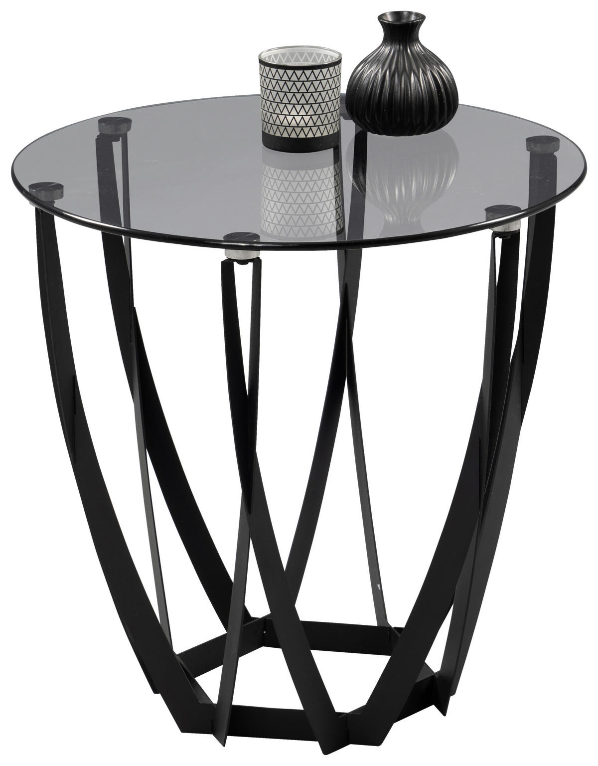 BEISTELLTISCH in Metall 50/50/50 cm  - Schwarz/Grau, Basics, Glas/Metall (50/50/50cm)