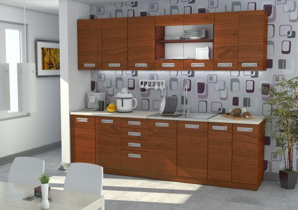 KUHINJSKI BLOK BEZ UREĐAJA boje drva trešnje - boje drva trešnje, Lifestyle, staklo/drvni materijal (260cm) - Boxxx