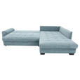 ECKSOFA Blaugrau Cord Rückenkissen, Armlehnenkissen, Bettkasten, Schlaffunktion, Rücken echt, Liegefläche im Originalstoff  - Blaugrau/Schwarz, KONVENTIONELL, Kunststoff/Textil (304/212cm) - Carryhome
