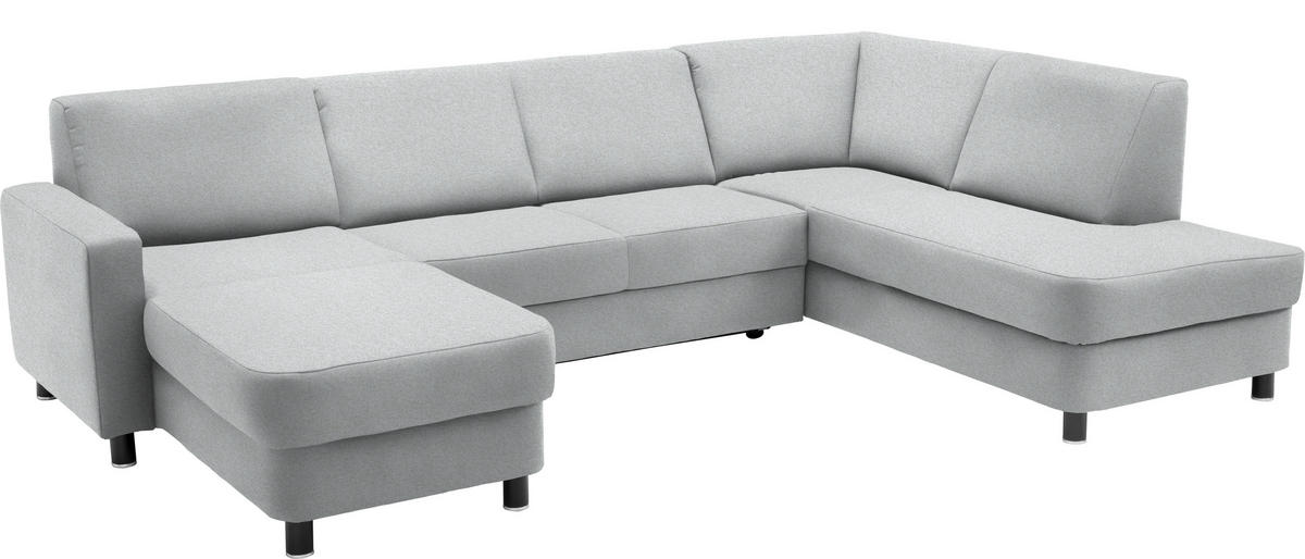 WOHNLANDSCHAFT in Webstoff Hellgrau  - Hellgrau/Schwarz, Design, Holz/Textil (165/296/198cm) - Xora