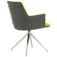ARMLEHNSTUHL in Edelstahl Mikrofaser, Leinenoptik - Edelstahlfarben/Gelb, Design, Textil/Metall (59/89,5/63cm) - Novel