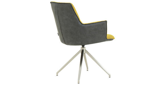 ARMLEHNSTUHL in Edelstahl Mikrofaser, Leinenoptik - Edelstahlfarben/Gelb, Design, Textil/Metall (59/89,5/63cm) - Novel