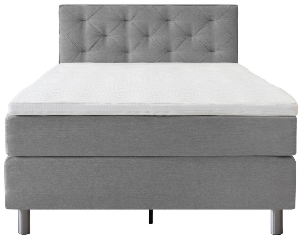 BOXSPRINGBETT 140/200 cm  in Hellgrau  - Hellgrau, KONVENTIONELL, Textil/Metall (140/200cm) - Welnova