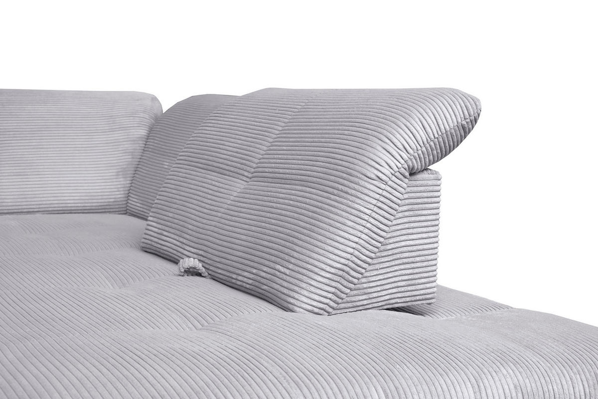 ECKSOFA Hellgrau Cord  - Hellgrau/Schwarz, Design, Textil/Metall (242/313cm) - Xora