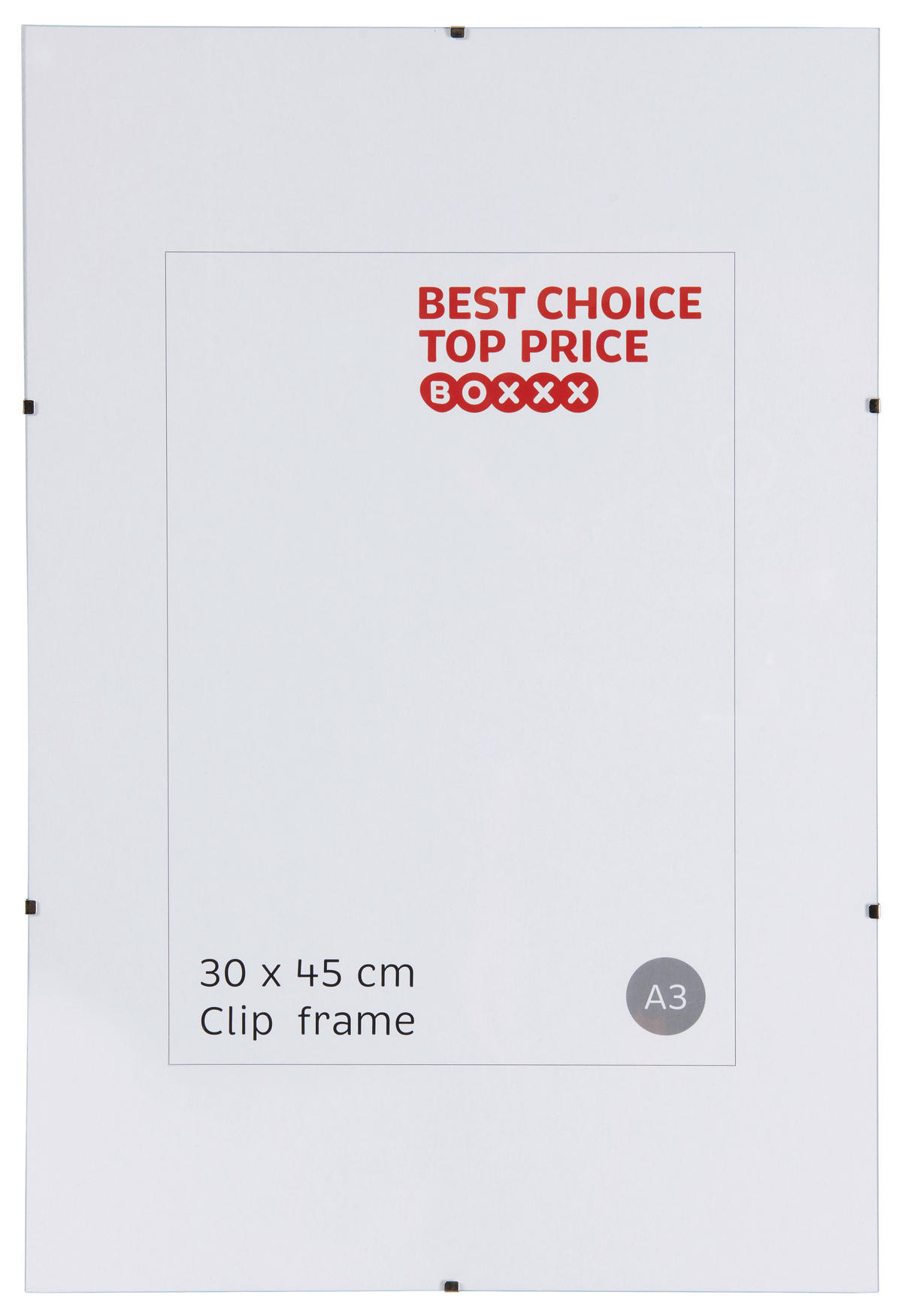 RÁM S KLIPMI, 1, 45/30/0,9 cm - číra, Basics, drevo/sklo (45/30/0,9cm) - Boxxx