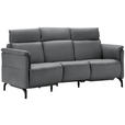 TRAPEZSOFA in Mikrofaser Grau  - Schwarz/Grau, KONVENTIONELL, Textil/Metall (221/103/95cm) - Dieter Knoll