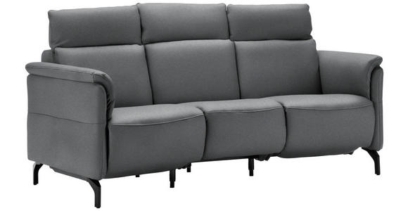 TRAPEZSOFA in Mikrofaser Grau  - Schwarz/Grau, KONVENTIONELL, Textil/Metall (221/103/95cm) - Dieter Knoll