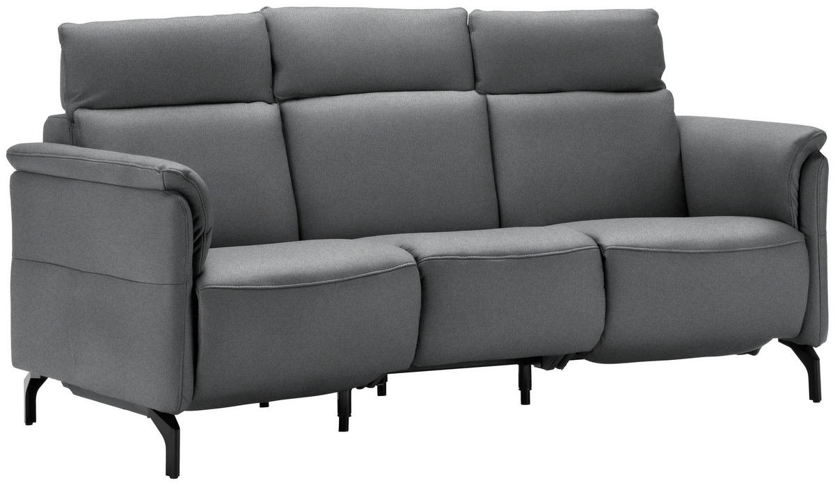 TRAPEZSOFA in Mikrofaser Grau  - Schwarz/Grau, Konventionell, Textil/Metall (221/103/95cm) - Dieter Knoll