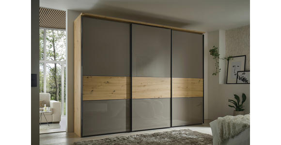 SCHWEBETÜRENSCHRANK in Weiß - Chromfarben/Weiß, Design, Glas/Holzwerkstoff (336/240/68cm) - Moderano