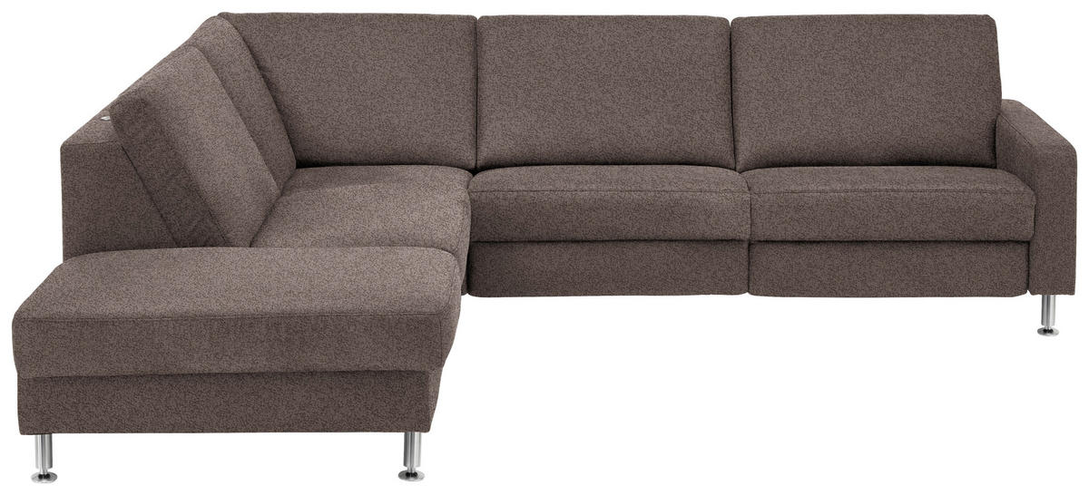 ECKSOFA in Mikrofaser Braun  - Alufarben/Braun, Design, Textil/Metall (242/275cm) - Dieter Knoll