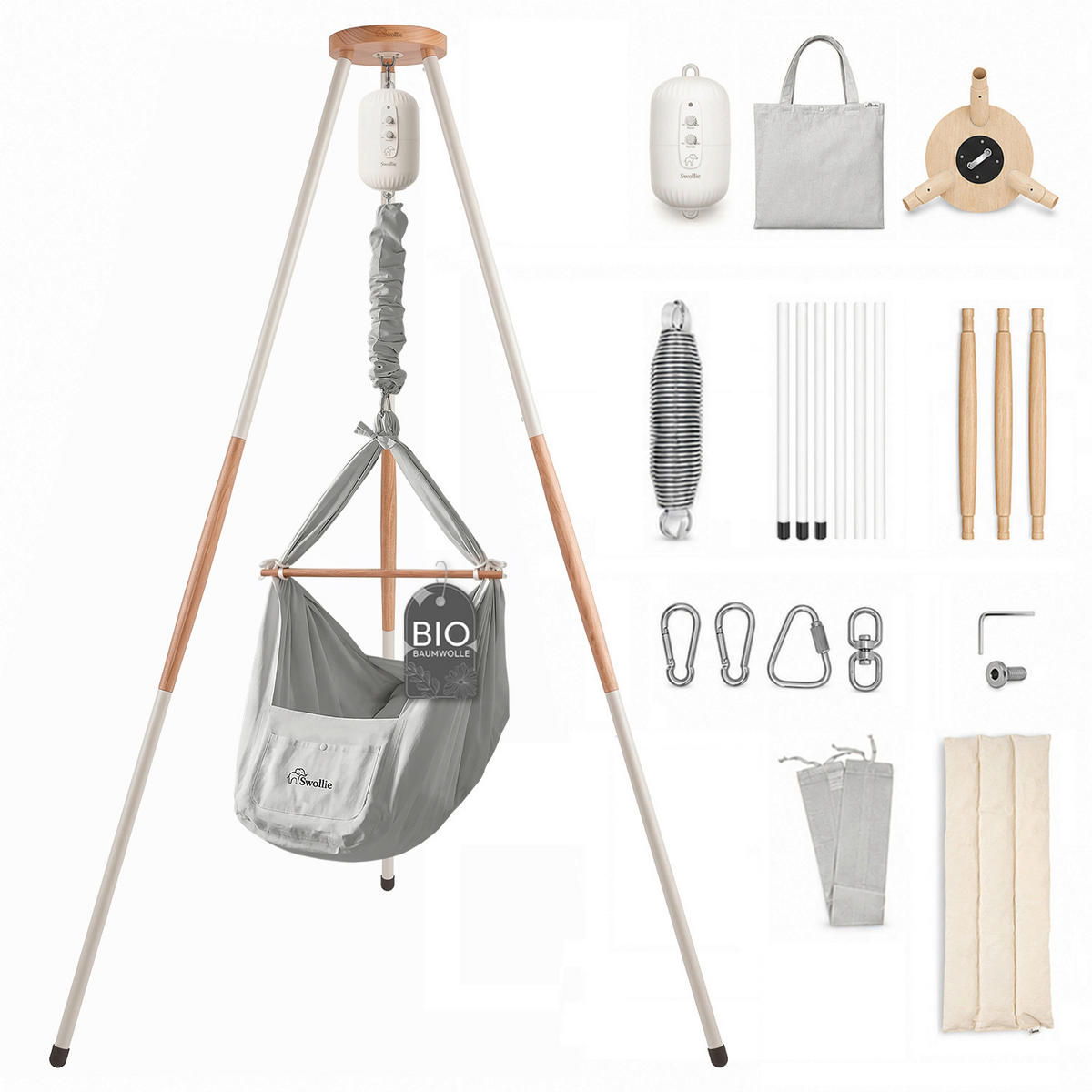 FEDERWIEGE  120/120/194 cm  - Grau, Basics, Textil (120/120/194cm)