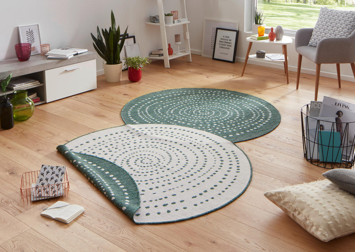 OUTDOORTEPPICH 200 cm Twin Creme, Grün  - Creme/Grün, Design, Kunststoff (200cm)