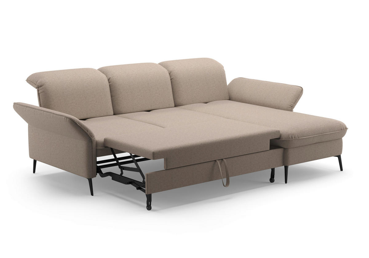 ECKSOFA in Flachgewebe Taupe  - Taupe/Schwarz, Konventionell, Textil/Metall (264/198cm) - Sit & More
