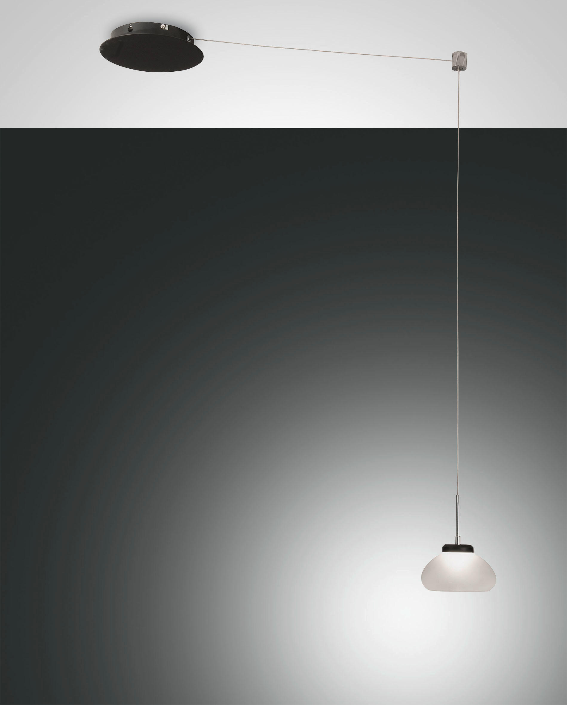 LED-PENDELLEUCHTE Arabella 14/350 cm   - Schwarz/Weiß, Basics, Glas/Metall (14/350cm) - Fabas Luce