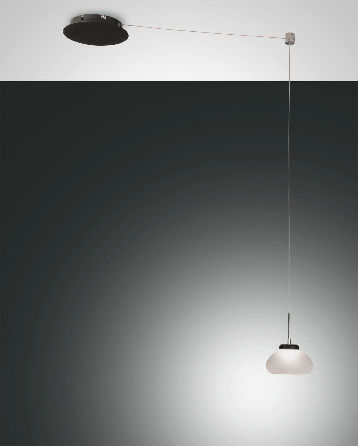 LED-PENDELLEUCHTE Arabella 14/350 cm   - Schwarz/Weiß, Basics, Glas/Metall (14/350cm) - Fabas Luce