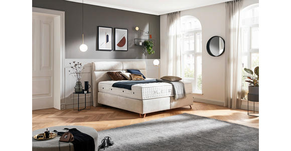 BOXSPRINGBETT 200/200 cm  in Creme  - Creme/Kupferfarben, KONVENTIONELL, Textil/Metall (200/200cm) - Ambiente