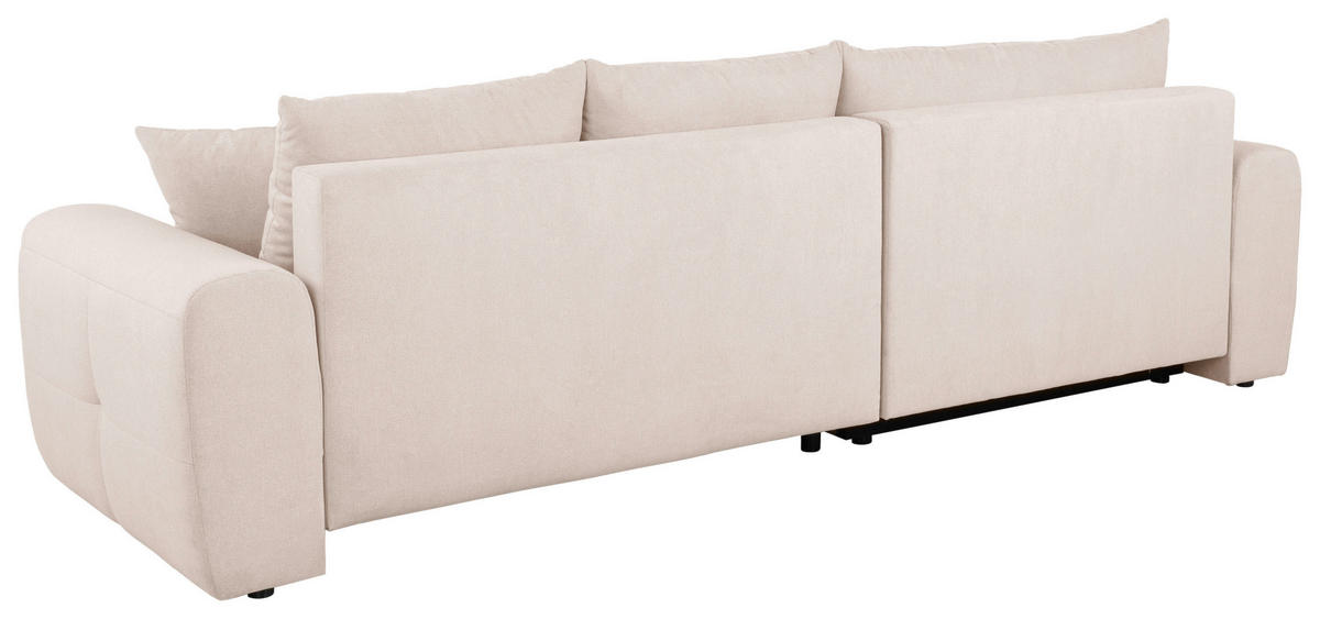 ECKSOFA in Velours Creme  - Creme/Schwarz, Konventionell, Kunststoff/Textil (168/298cm) - Carryhome