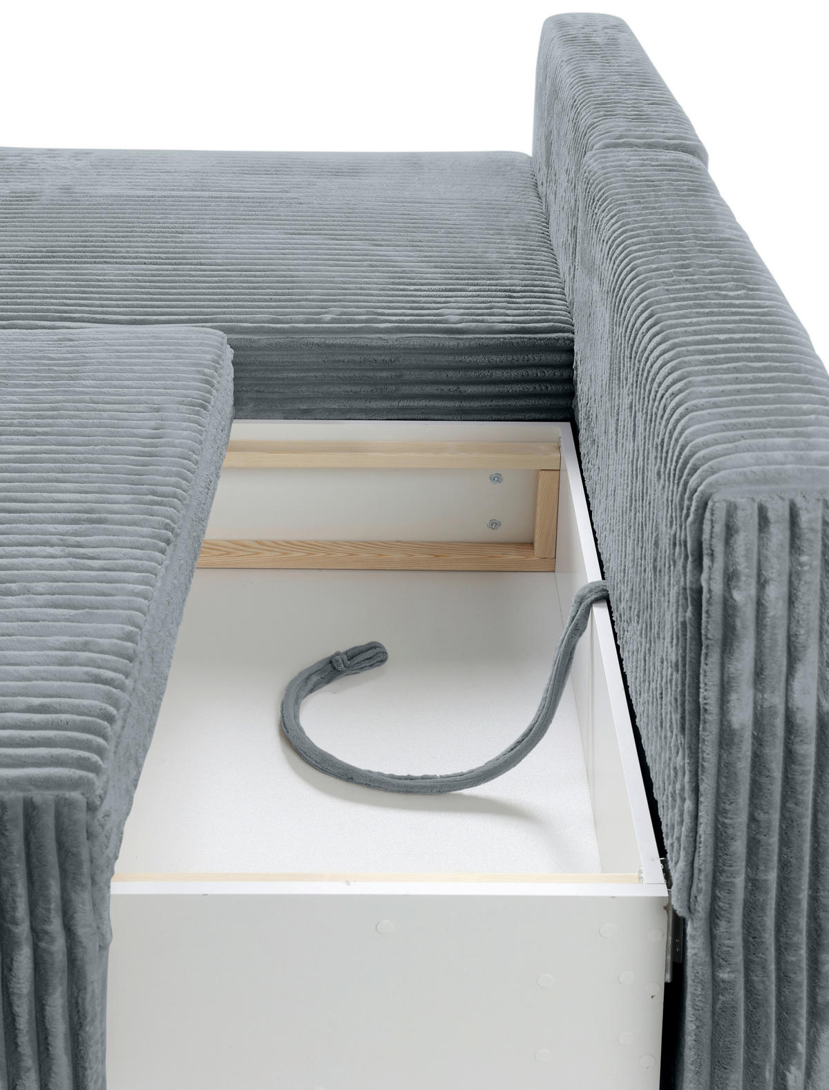 ECKSOFA in Cord Grau  - Schwarz/Grau, Modern, Holz/Textil (145/210cm) - MID.YOU