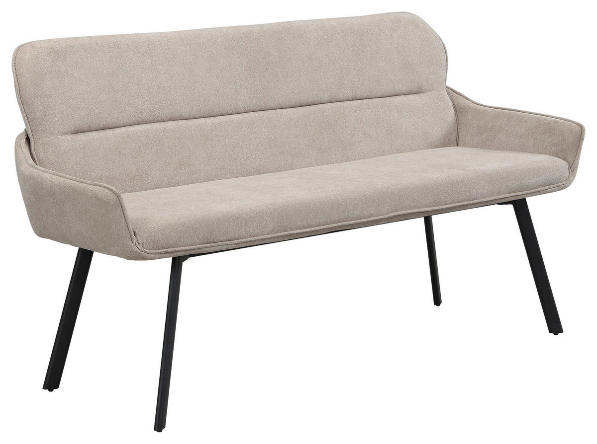 SITZBANK in Metall, Textil Taupe  - Taupe/Schwarz, MODERN, Textil/Metall (140/90/62cm) - MID.YOU