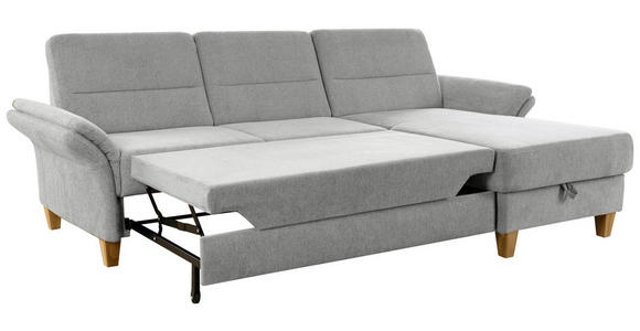 ECKSOFA inkl. Funktion Hellgrau Flachgewebe  - Eichefarben/Hellgrau, KONVENTIONELL, Holz/Textil (252/162cm) - Cantus