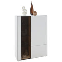 HIGHBOARD Weiss, Eichefarben  103/138/39 cm  - Weiss/Eichefarben, Design, Glas/Holz (103/138/39cm) - Johann Jakob