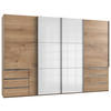 SCHWEBETÜRENSCHRANK 350/236/65 cm 4-türig Eichefarben, Weiß  - Chromfarben/Eichefarben, MODERN, Holzwerkstoff (350/236/65cm) - MID.YOU