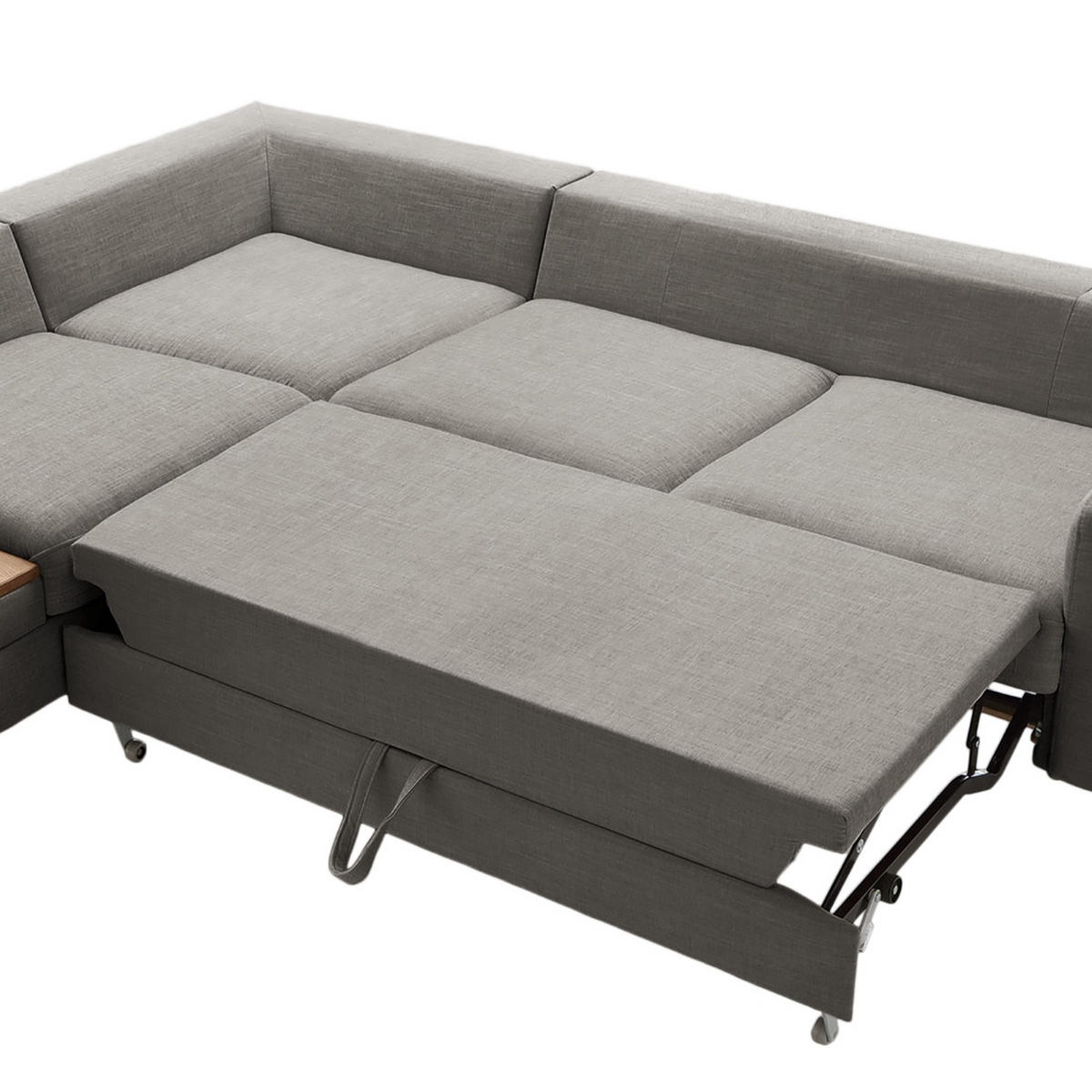 ECKSOFA in Webstoff Dunkelgrau  - Dunkelgrau/Eschefarben, Modern, Holz/Textil (260/90/204cm) - Trendmanufaktur