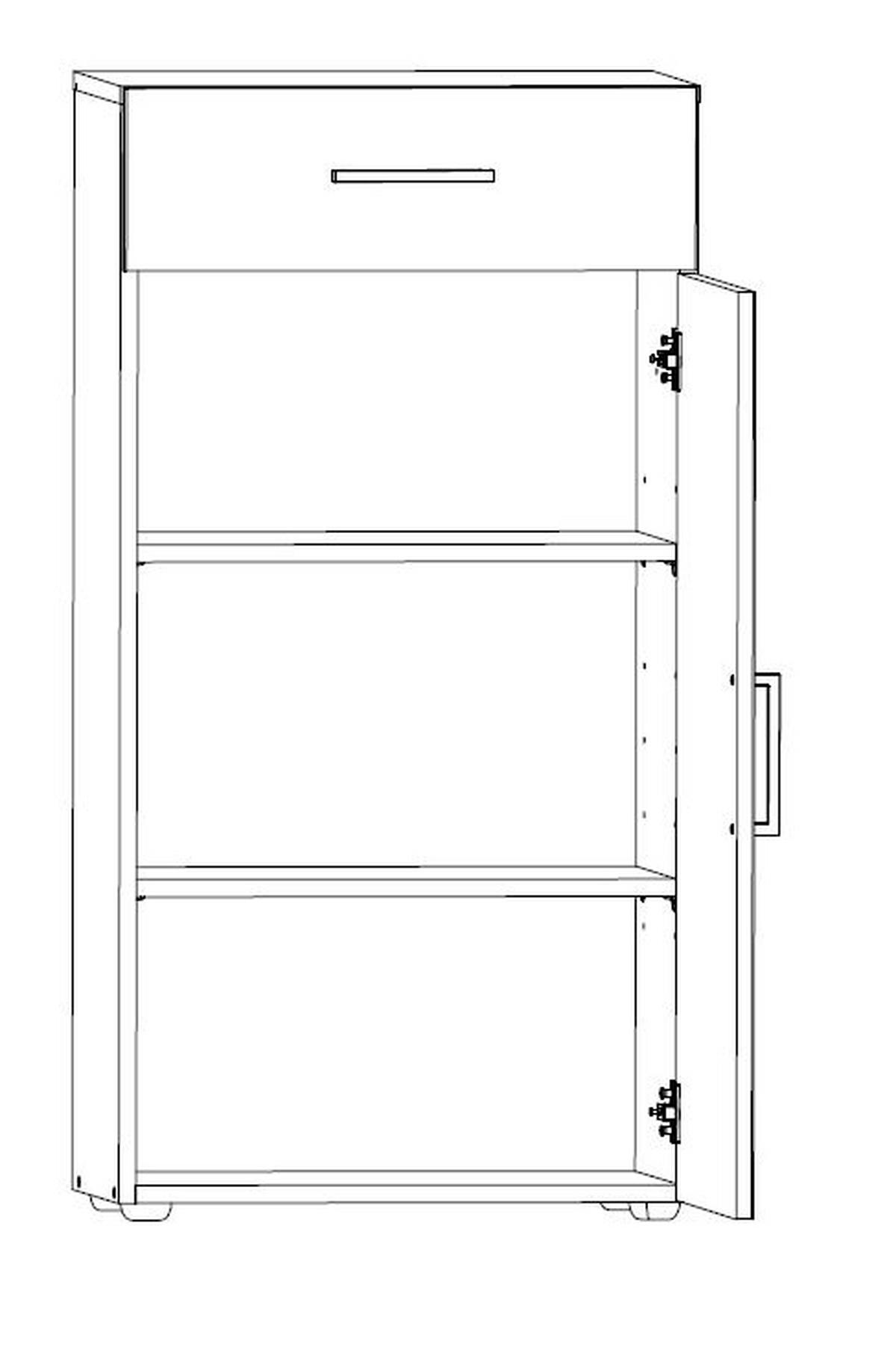 KOMODA, bela  - bela/barve aluminija, Basics, umetna masa/leseni material (40/98/40cm) - Xora