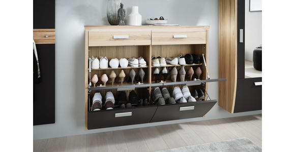 SCHUHSCHRANK 123/95/32 cm - Silberfarben/Buchefarben, Design, Holz/Holzwerkstoff (123/95/32cm) - Dieter Knoll