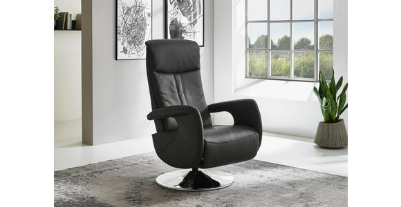 RELAXSESSEL in Leder Anthrazit - Chromfarben/Anthrazit, Design, Leder/Metall (71/99/83cm) - Dieter Knoll