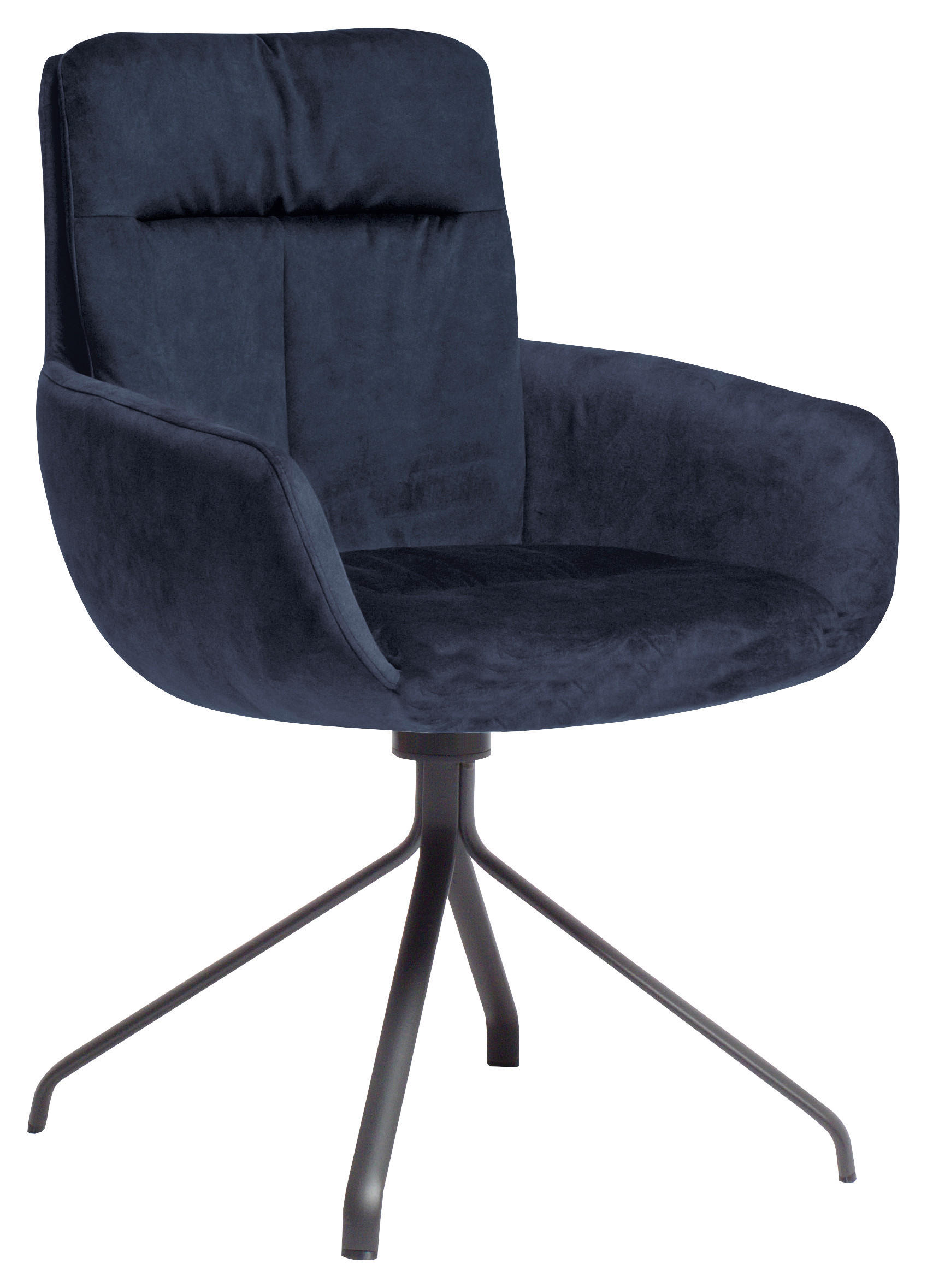 ARMLEHNSTUHL drehbar  in Stahl Velours  - Blau/Anthrazit, Design, Textil/Metall (61/90/64cm) - Venjakob