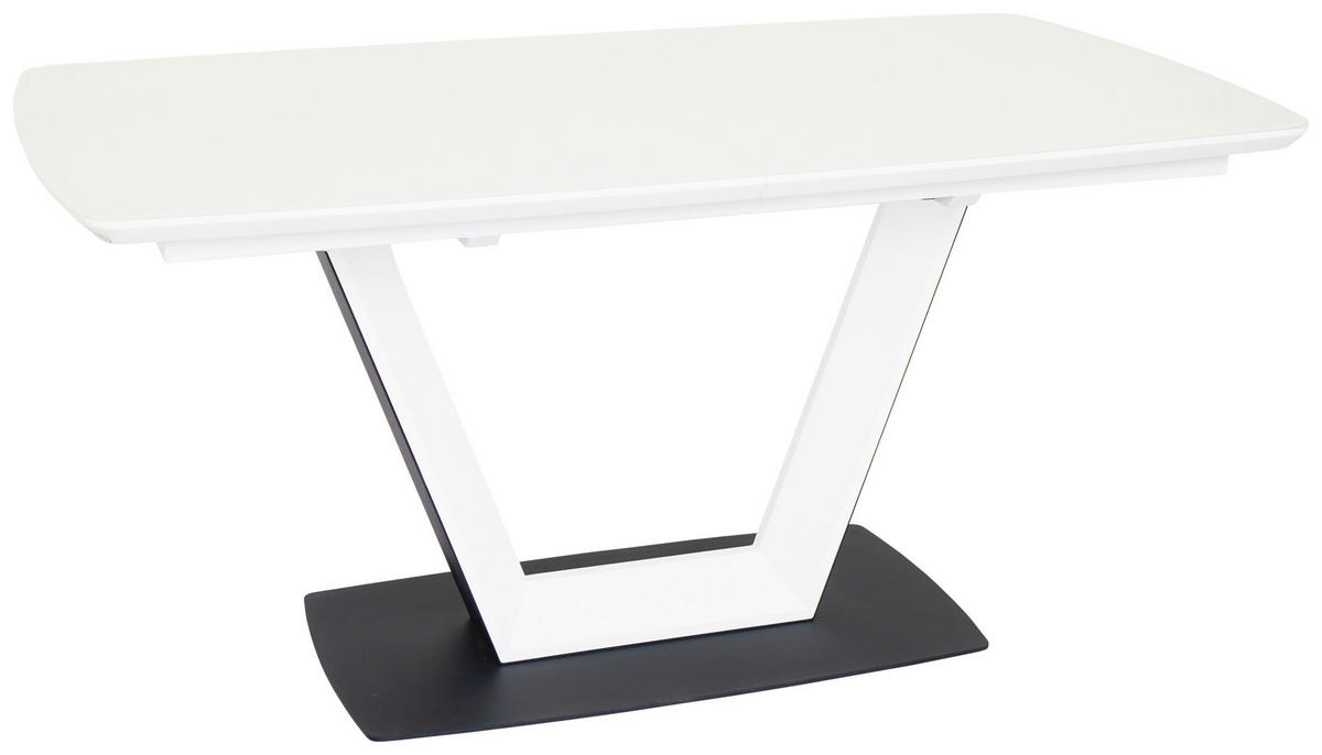 MATBORD svart, vit rektangulär  utdragbar  - vit/svart, Design, metall/trämaterial (160-210/90/76cm) - Novel