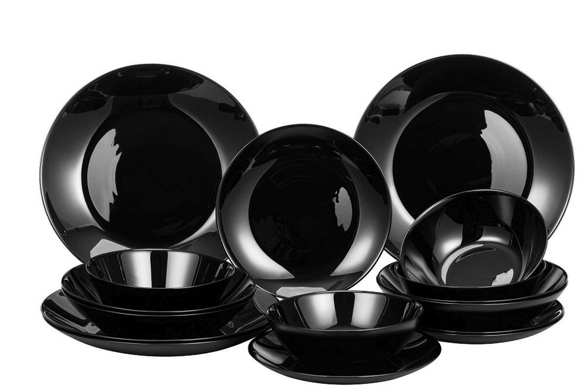 TAFELSERVICE 16-teilig  - Schwarz, Basics, Glas - Boxxx