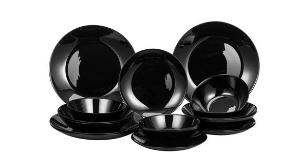 TAFELSERVICE 16-teilig  - Schwarz, Basics, Glas - Boxxx