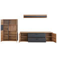 WOHNWAND  in Schwarz, Eichefarben, Dunkelgrau  312/179/50 cm  - Eichefarben/Dunkelgrau, KONVENTIONELL, Glas/Holzwerkstoff (312/179/50cm) - Xora