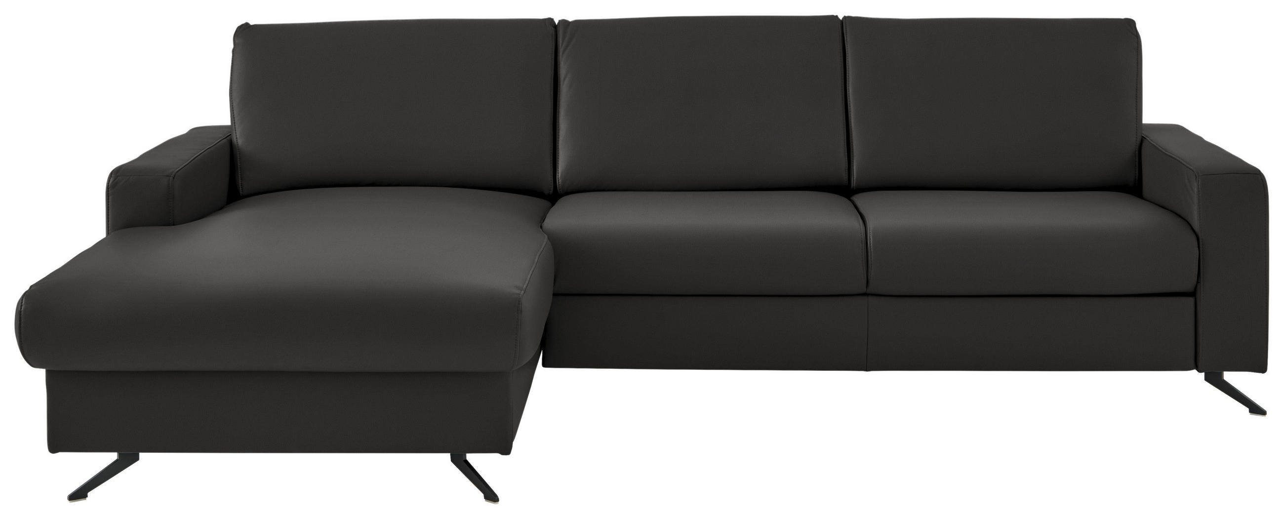 ECKSOFA in Echtleder Dunkelgrau  165/267 cm  - Dunkelgrau/Schwarz, Design, Leder/Metall (165/267cm) - Lomoco