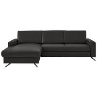 ECKSOFA in Echtleder Dunkelgrau  165/267 cm  - Dunkelgrau/Schwarz, Design, Leder/Metall (165/267cm) - Lomoco