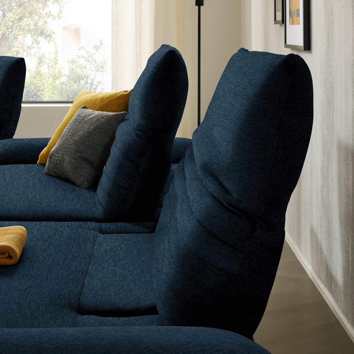 ECKSOFA  in Teddystoff Dunkelblau  280/170-195 cm  - Schwarz/Dunkelblau, Design, Textil/Metall (280/170-195cm) - Dieter Knoll