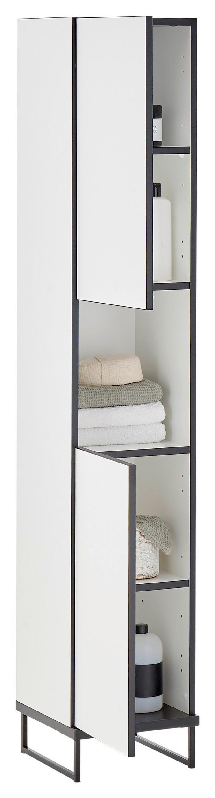 HOCHSCHRANK 30/162/31 cm  - Weiss/Schwarz, Basics, Holzwerkstoff/Metall (30/162/31cm) - MID.YOU