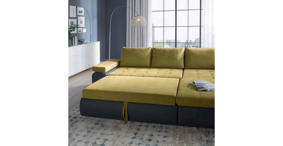 ECKSOFA in Flachgewebe Gelb, Grau  - Gelb/Grau, Design, Kunststoff/Textil (271/175cm) - Xora