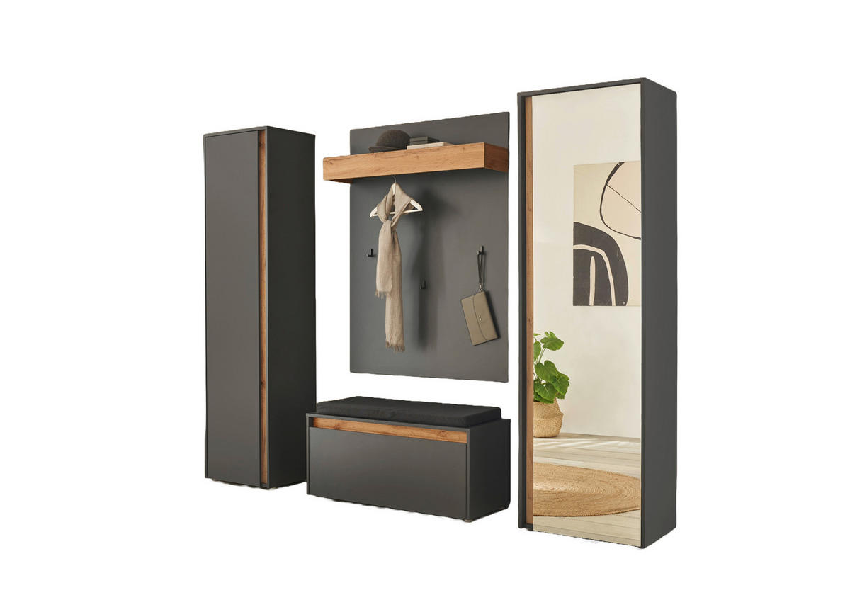 GARDEROBE 4-teilig  in 230/200/40 cm  - Anthrazit/Eiche Wotan, Design, Holzwerkstoff (230/200/40cm) - Modante