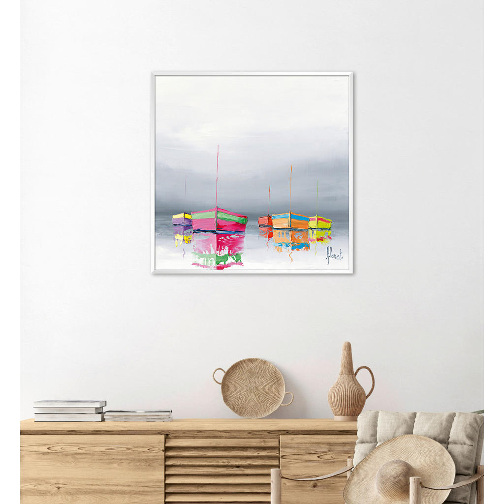 Thumbnail - Monee Kunstdruck Reflets I, Gelb, Orange, Pink, Dunkelgrau, Papier, quadratisch, 50x50 cm, Bilder und Zubehör, Wandbilde...