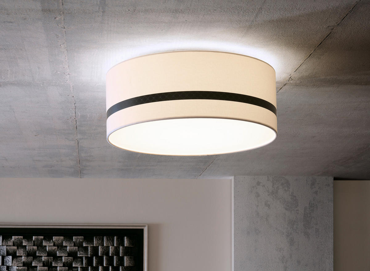 DECKENLEUCHTE ROUND LIGHTS 53/23 cm   - Schwarz/Weiß, LIFESTYLE, Textil/Metall (53/23cm) - Joop!