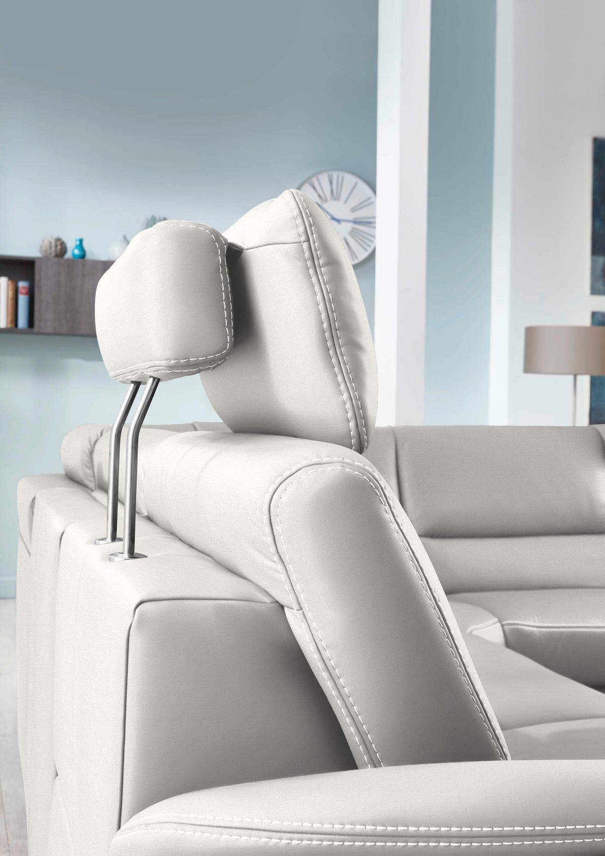 ECKSOFA in Echtleder Weiss  - Weiss/Beige, Design, Leder/Metall (288/249cm) - Beldomo Premium