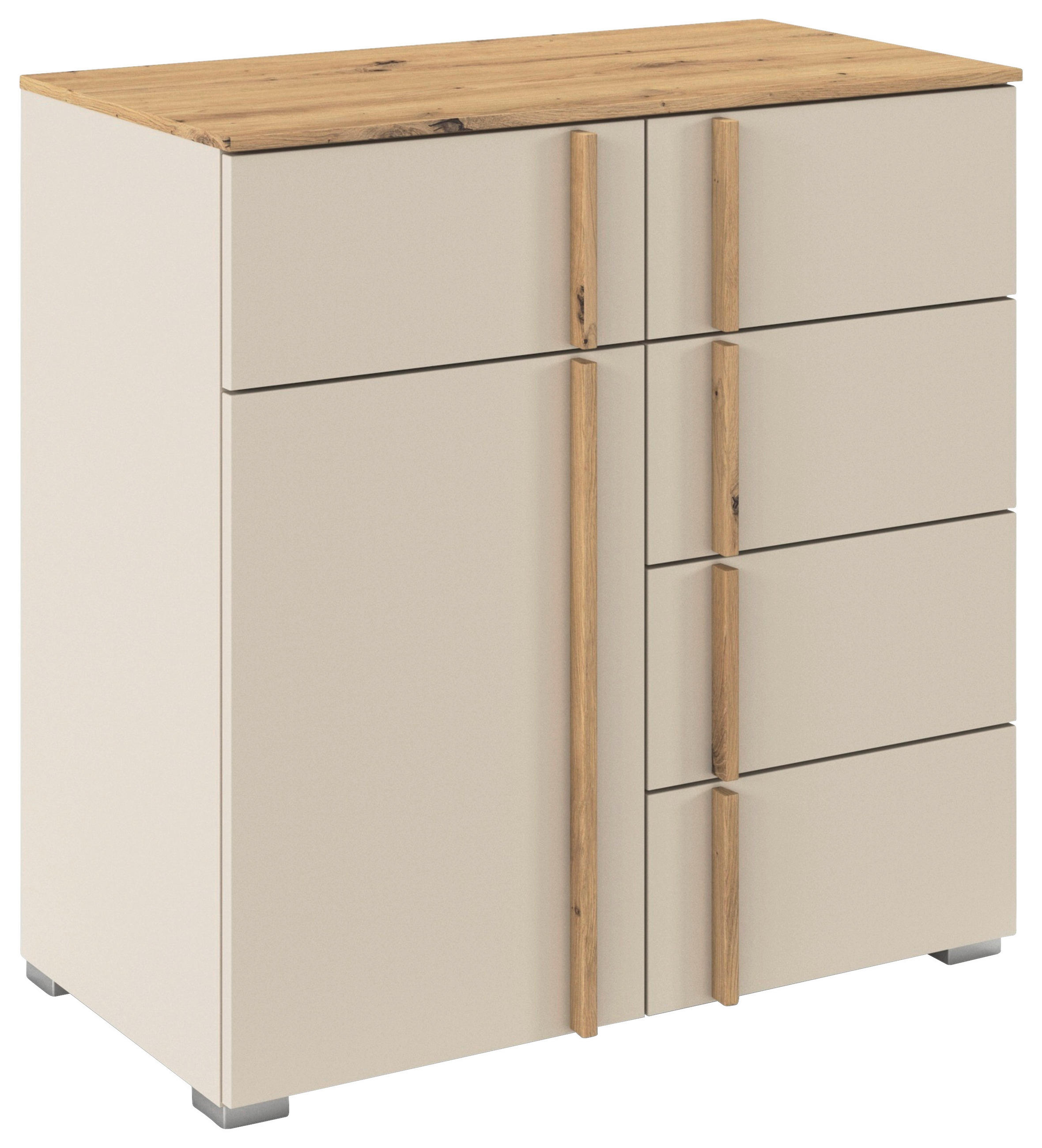 KOMMODE , 80/81/42 cm, 5 Schublade(n)  - Champagner/Alufarben, Design, Holz/Holzwerkstoff (80/81/42cm) - Stylife