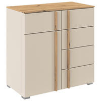 KOMMODE , 80/81/42 cm, 5 Schublade(n)  - Champagner/Alufarben, Design, Holz/Holzwerkstoff (80/81/42cm) - Stylife
