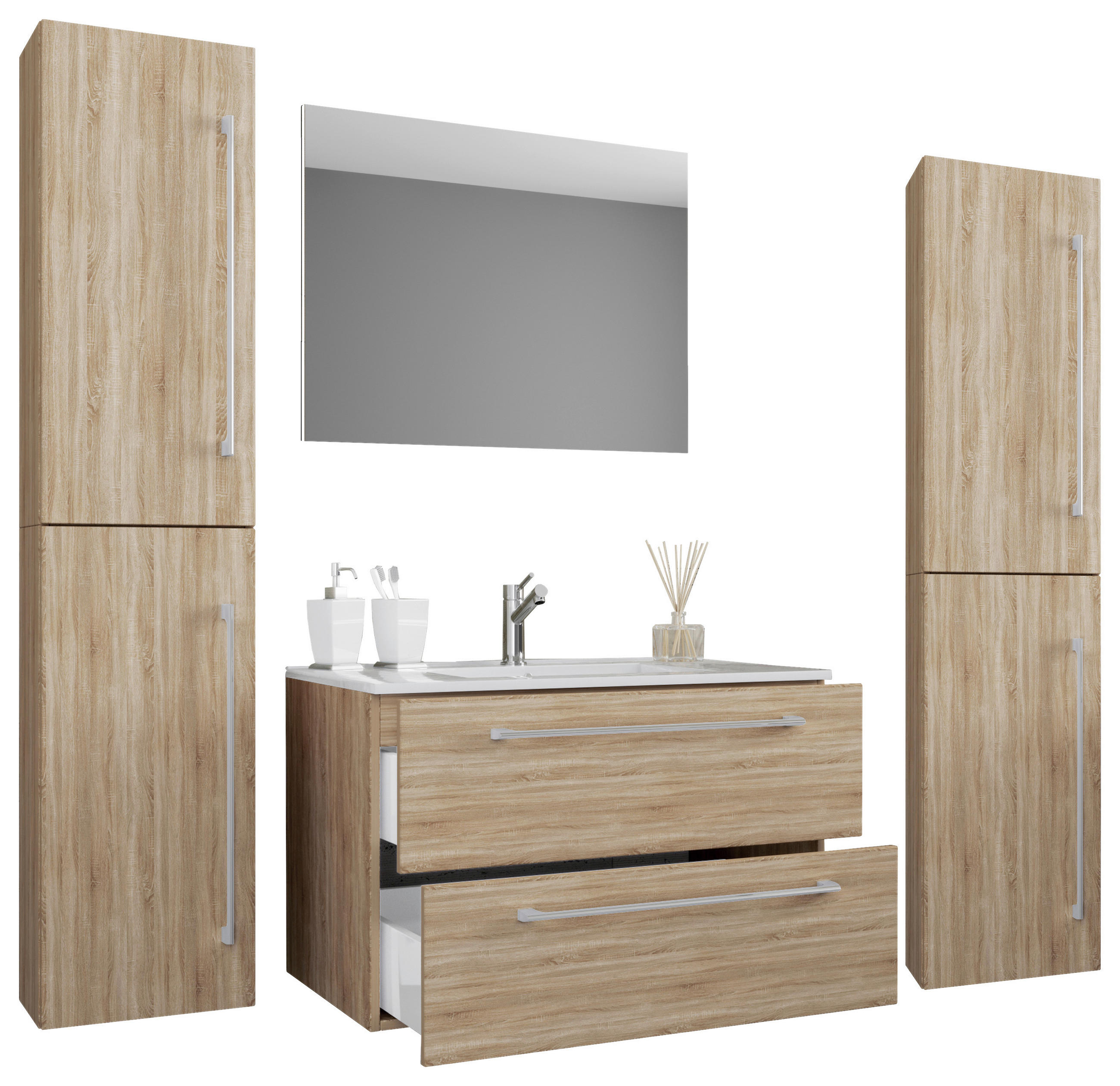 BADEZIMMER  in 127 cm  - Weiß/Grau, MODERN, Keramik/Holzwerkstoff (127cm) - MID.YOU